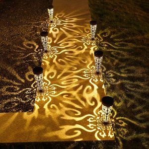 New Black 6Pcs Garden Decor Solar Outdoor Lights